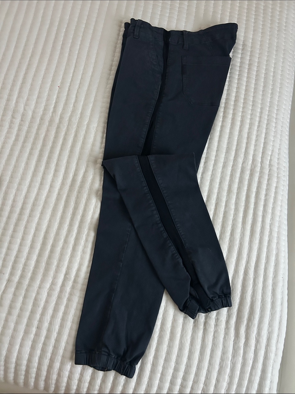 PAIGE NAVY Ankle Cropped Jeans w/darker navy side stripe
